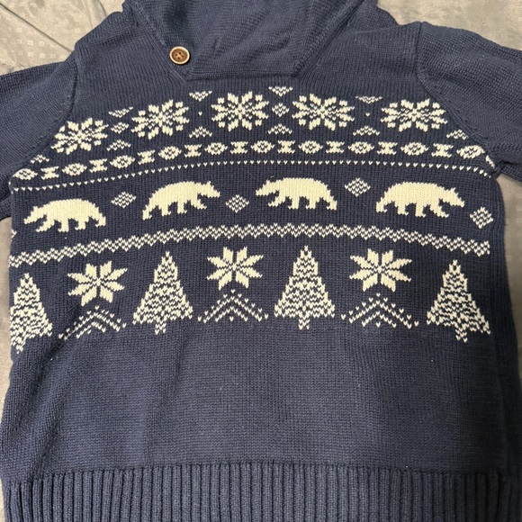 The Children's Place Holiday Christmas Tree Bear Sweater Blue Kids Size 4T - Picture 2 of 7
